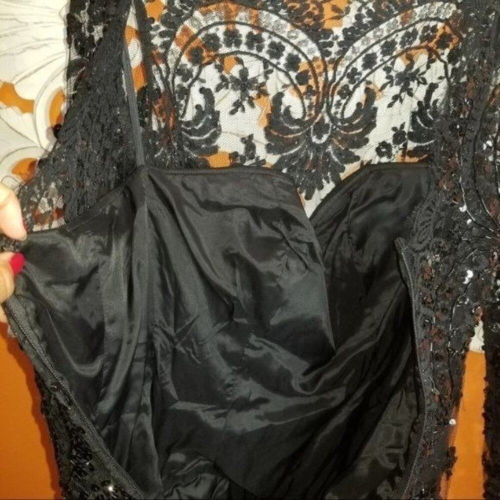 Lillie Rubin Black American Vintage Evening Sequin Dress Size 8 - Picture 7 of 9